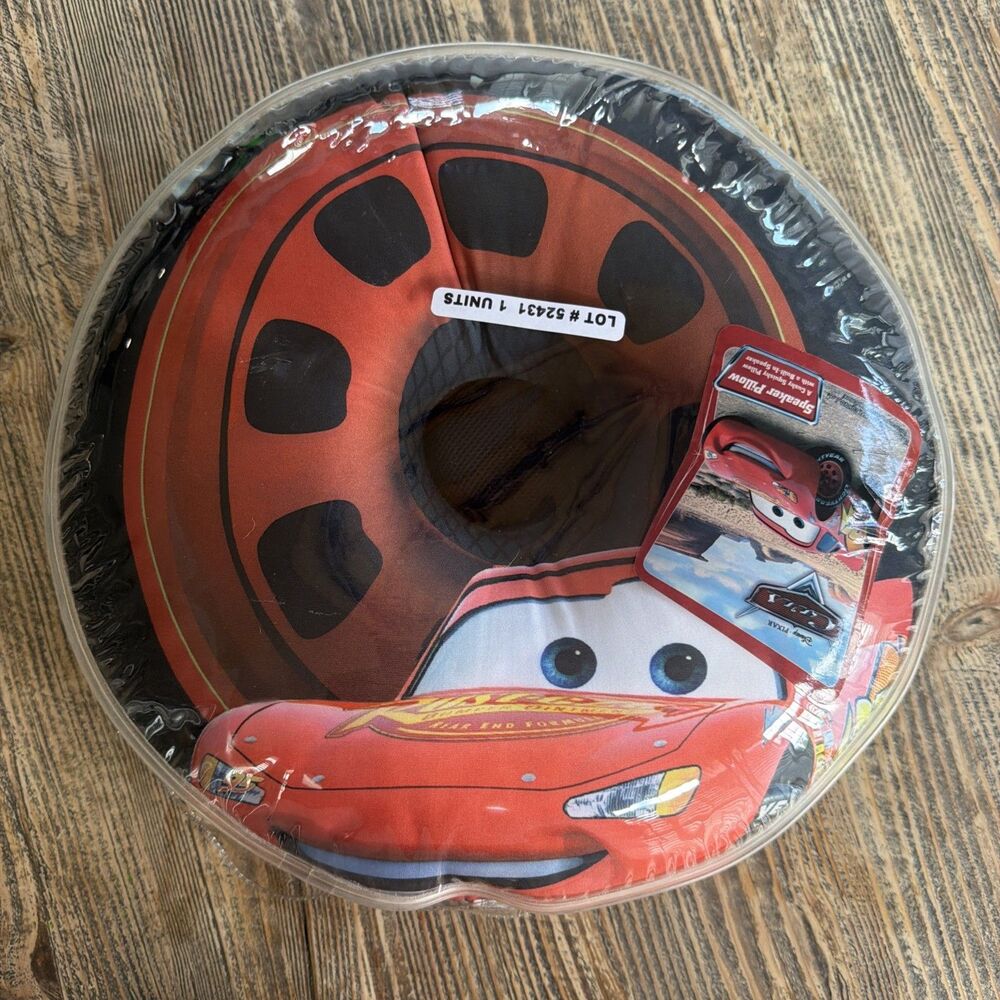 Disney Cars Lightning McQueen Plush Racing Tire Speaker Pillow Open Box